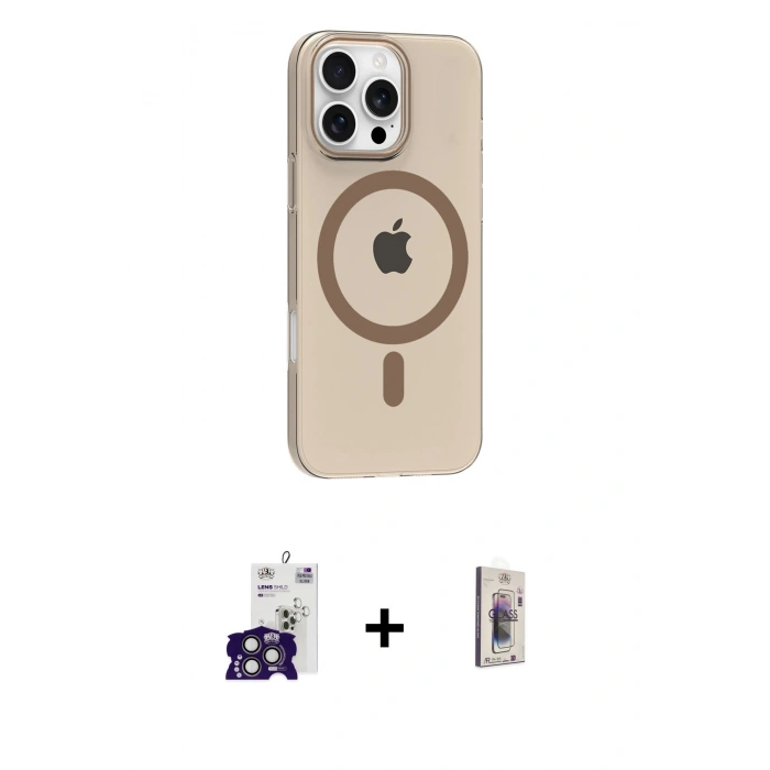 MARSİLYAN™- iPhone 16 Pro Max Kılıf Pusula Form Özel Seri - Siyah Bilvis 3D Cam Ekran Koruyucu + Bilvis Titan Kamera Lens - TMGI