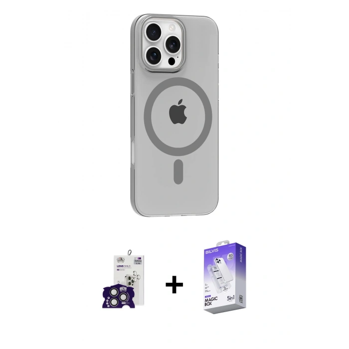 MARSİLYAN™- iPhone 16 Pro Max Kılıf Pusula Form Özel Seri - Siyah Bilvis 5in1 3D Magic Cam Ekran Koruyucu + Bilvis Titan Kamera Lens - TMGI