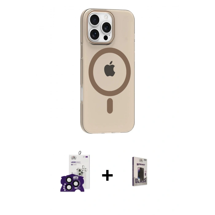 MARSİLYAN™- iPhone 16 Pro Max Kılıf Pusula Form Özel Seri - Siyah Bilvis Hayalet Cam Ekran Koruyucu + Bilvis Titan Kamera Lens - SH