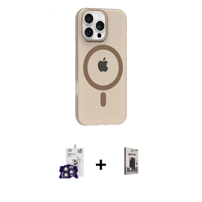 MARSİLYAN™- iPhone 16 Pro Max Kılıf Pusula Form Özel Seri - Siyah Bilvis Hayalet Cam Ekran Koruyucu + Bilvis Titan Kamera Lens - TMGI