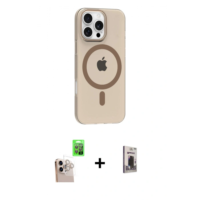 MARSİLYAN™- iPhone 16 Pro Max Kılıf Pusula Form Özel Seri - Siyah Bilvis Hayalet Cam Ekran Koruyucu + Raze Metal Kamera Lens - NLGY