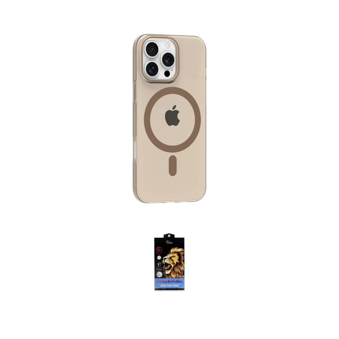 MARSİLYAN™- iPhone 16 Pro Max Kılıf Pusula Form Özel Seri - Siyah Buffer Hayalet Cam Ekran Koruyucu