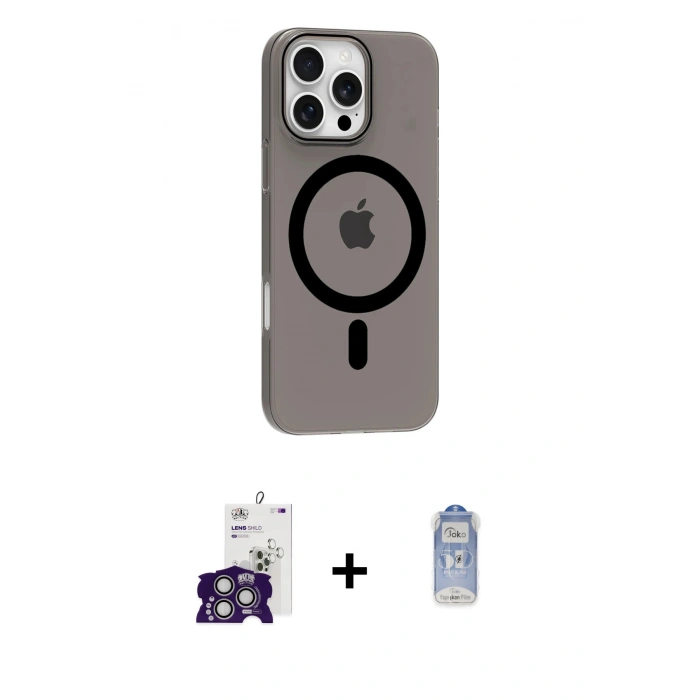 MARSİLYAN™- iPhone 16 Pro Max Kılıf Pusula Form Özel Seri - Siyah Joko Magic 5D Cam + Bilvis Titan Kamera Lens - GS