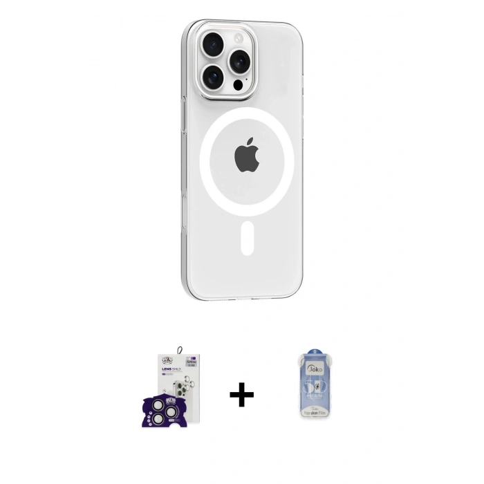 MARSİLYAN™- iPhone 16 Pro Max Kılıf Pusula Form Özel Seri - Siyah Joko Magic 5D Cam + Bilvis Titan Kamera Lens - TMGI