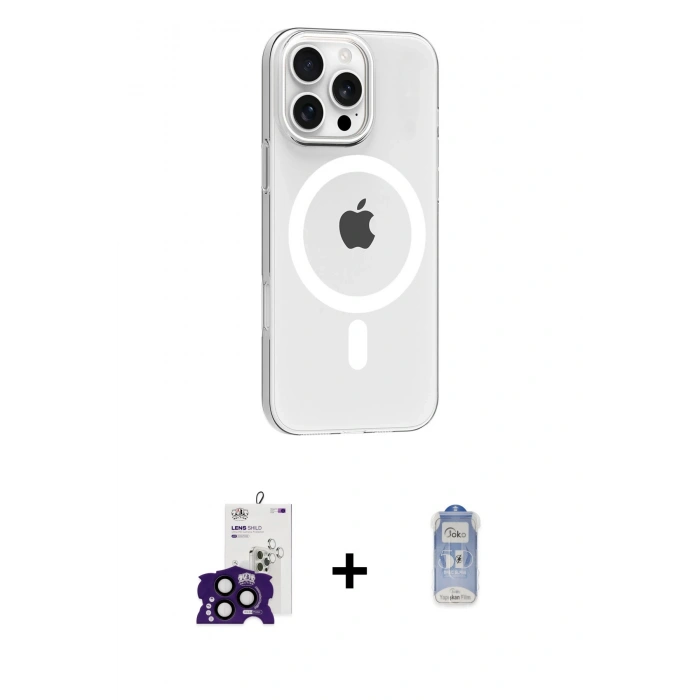 MARSİLYAN™- iPhone 16 Pro Max Kılıf Pusula Form Özel Seri - Siyah Joko Magic 5D Cam + Bilvis Titan Kamera Lens - SH