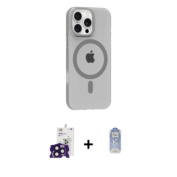 MARSİLYAN™- iPhone 16 Pro Max Kılıf Pusula Form Özel Seri - Siyah Joko Magic 5D Cam + Bilvis Titan Kamera Lens - SH