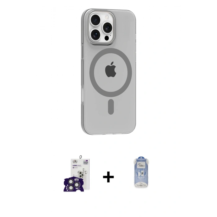 MARSİLYAN™- iPhone 16 Pro Max Kılıf Pusula Form Özel Seri - Siyah Joko Magic 5D Cam + Bilvis Titan Kamera Lens - TMGI