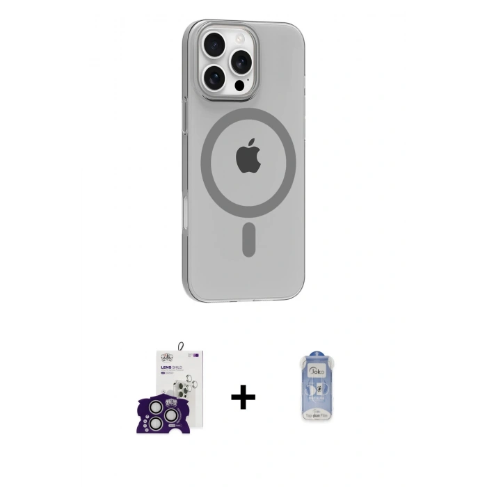 MARSİLYAN™- iPhone 16 Pro Max Kılıf Pusula Form Özel Seri - Siyah Joko Magic 5D Cam + Bilvis Titan Kamera Lens - GS