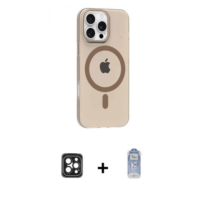 MARSİLYAN™- iPhone 16 Pro Max Kılıf Pusula Form Özel Seri - Siyah Joko Magic 5D Cam + PVD Metal Kamera Lens - SH