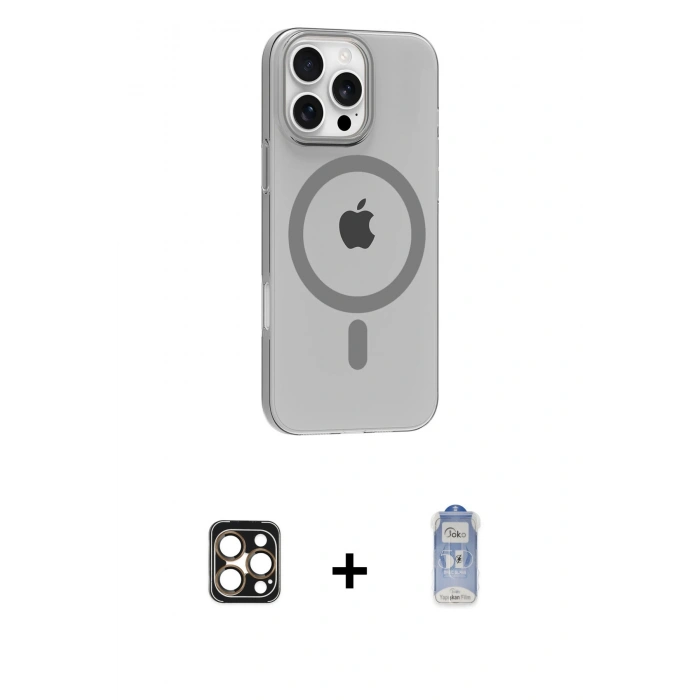 MARSİLYAN™- iPhone 16 Pro Max Kılıf Pusula Form Özel Seri - Siyah Joko Magic 5D Cam + PVD Metal Kamera Lens - GD