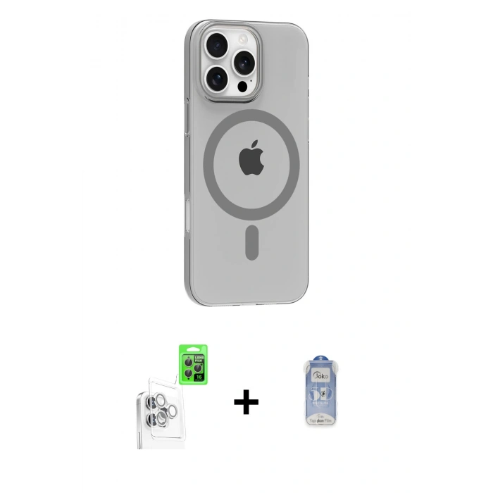MARSİLYAN™- iPhone 16 Pro Max Kılıf Pusula Form Özel Seri - Siyah Joko Magic 5D Cam + Raze Metal Kamera Lens - BZ