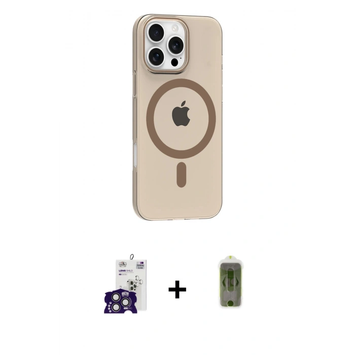 MARSİLYAN™- iPhone 16 Pro Max Kılıf Pusula Form Özel Seri - Siyah Joko Magic 5D Hayalet Cam + Bilvis Titan Kamera Lens - TMGI