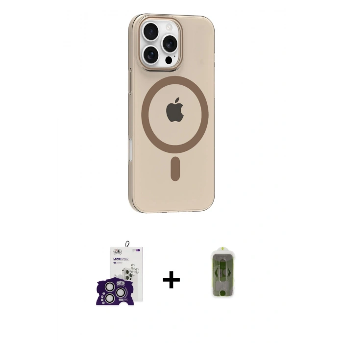 MARSİLYAN™- iPhone 16 Pro Max Kılıf Pusula Form Özel Seri - Siyah Joko Magic 5D Hayalet Cam + Bilvis Titan Kamera Lens - GS