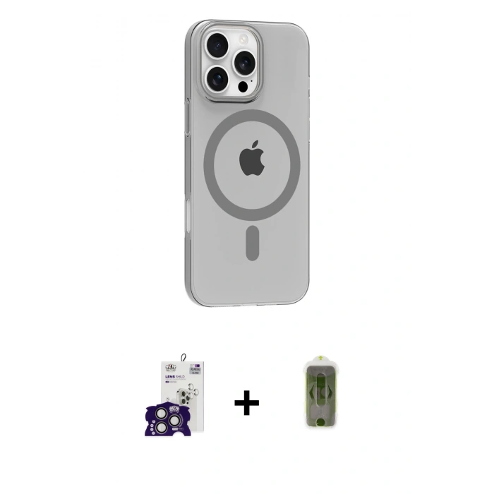 MARSİLYAN™- iPhone 16 Pro Max Kılıf Pusula Form Özel Seri - Siyah Joko Magic 5D Hayalet Cam + Bilvis Titan Kamera Lens - TMGI