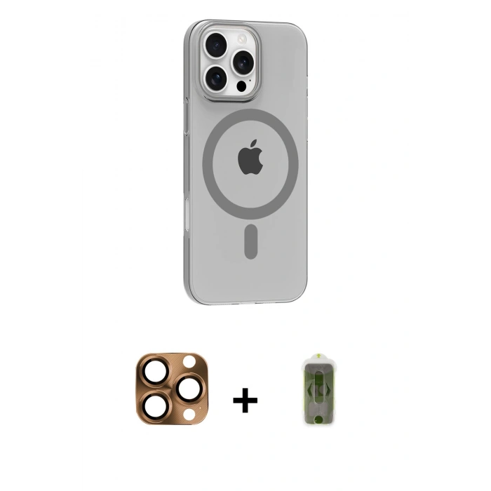 MARSİLYAN™- iPhone 16 Pro Max Kılıf Pusula Form Özel Seri - Siyah Joko Magic 5D Hayalet Cam + Pers Alüminyum Kamera Lens - CLTM