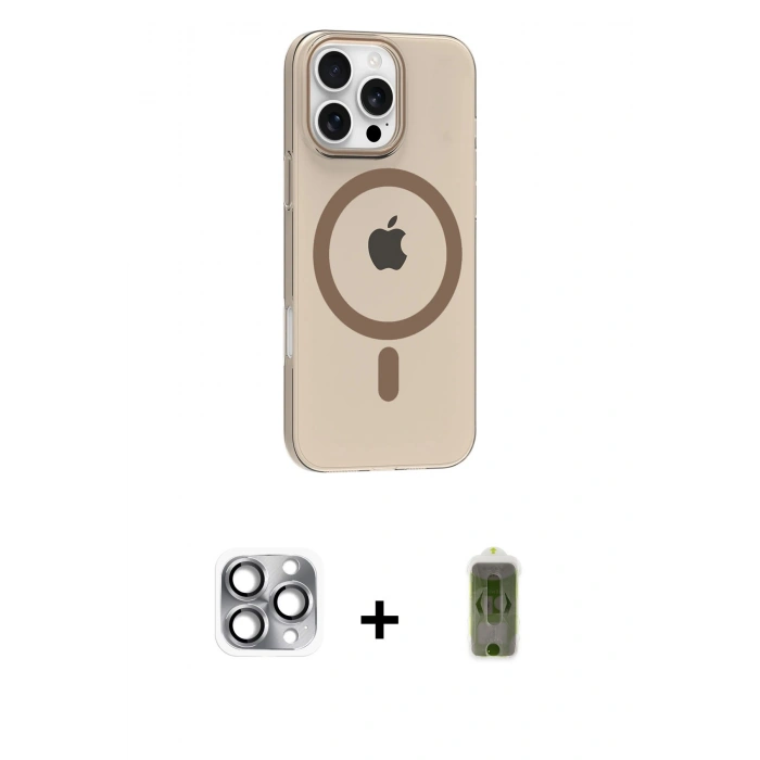 MARSİLYAN™- iPhone 16 Pro Max Kılıf Pusula Form Özel Seri - Siyah Joko Magic 5D Hayalet Cam + Pers Alüminyum Kamera Lens - GI