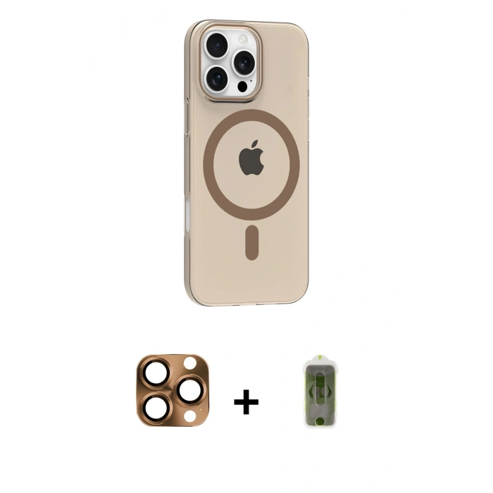 MARSİLYAN™- iPhone 16 Pro Max Kılıf Pusula Form Özel Seri - Siyah Joko Magic 5D Hayalet Cam + Pers Alüminyum Kamera Lens - CLTM