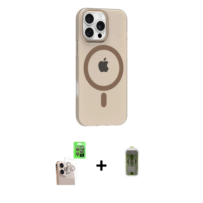 MARSİLYAN™- iPhone 16 Pro Max Kılıf Pusula Form Özel Seri - Siyah Joko Magic 5D Hayalet Cam + Raze Metal Kamera Lens - NLGY