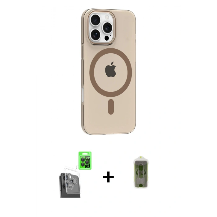 MARSİLYAN™- iPhone 16 Pro Max Kılıf Pusula Form Özel Seri - Siyah Joko Magic 5D Hayalet Cam + Raze Metal Kamera Lens - SH
