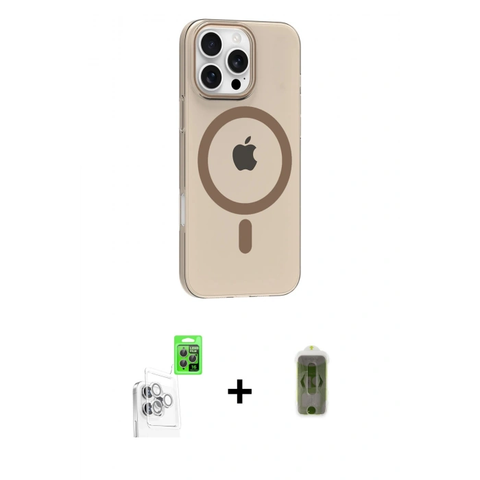 MARSİLYAN™- iPhone 16 Pro Max Kılıf Pusula Form Özel Seri - Siyah Joko Magic 5D Hayalet Cam + Raze Metal Kamera Lens - BZ