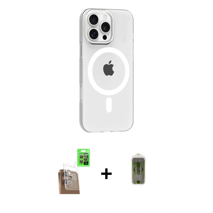 MARSİLYAN™- iPhone 16 Pro Max Kılıf Pusula Form Özel Seri - Siyah Joko Magic 5D Hayalet Cam + Raze Metal Kamera Lens - CLTM