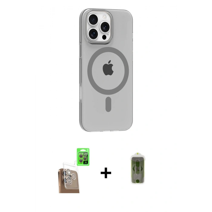 MARSİLYAN™- iPhone 16 Pro Max Kılıf Pusula Form Özel Seri - Siyah Joko Magic 5D Hayalet Cam + Raze Metal Kamera Lens - CLTM