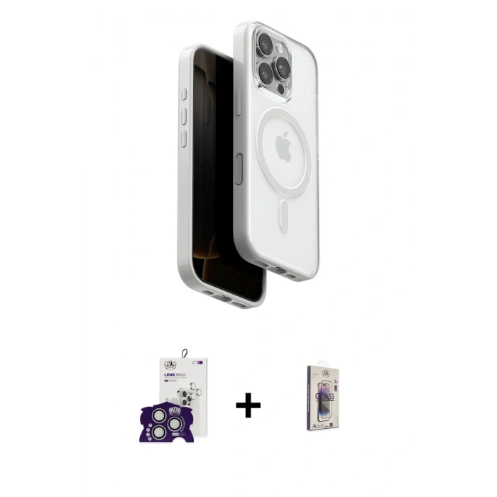 MARSİLYAN™- iPhone 16 Pro Max Kılıf Pusula Form Serisi - Siyah Bilvis 3D Cam Ekran Koruyucu + Bilvis Titan Kamera Lens - GS