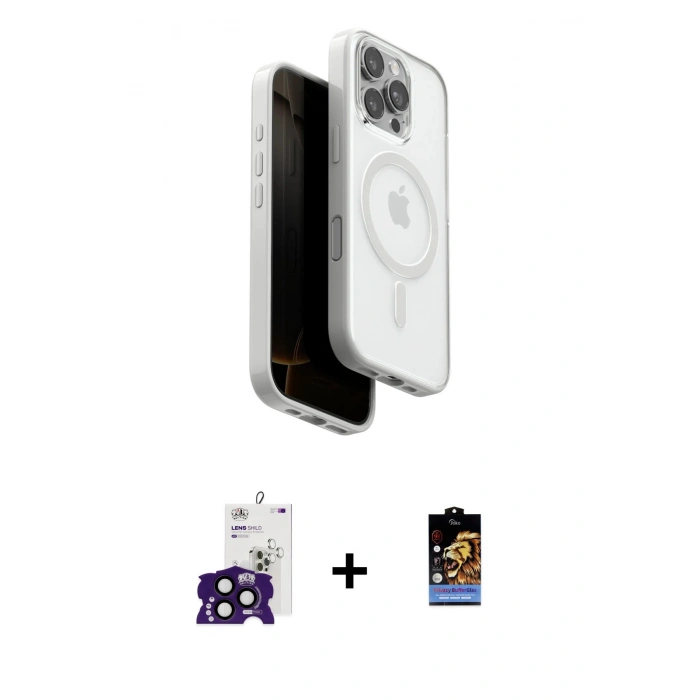 MARSİLYAN™- iPhone 16 Pro Max Kılıf Pusula Form Serisi - Siyah Buffer Hayalet Cam Ekran Koruyucu + Bilvis Titan Kamera Lens - SH