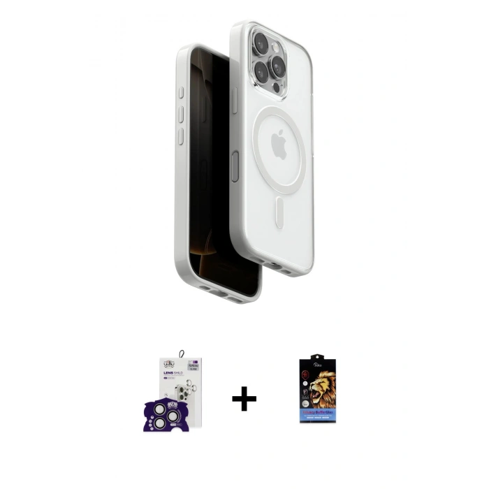 MARSİLYAN™- iPhone 16 Pro Max Kılıf Pusula Form Serisi - Siyah Buffer Hayalet Cam Ekran Koruyucu + Bilvis Titan Kamera Lens - TMGI