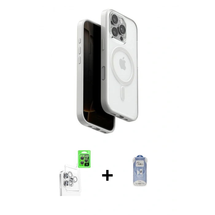 MARSİLYAN™- iPhone 16 Pro Max Kılıf Pusula Form Serisi - Siyah Joko Magic 5D Cam + Raze Metal Kamera Lens - BZ