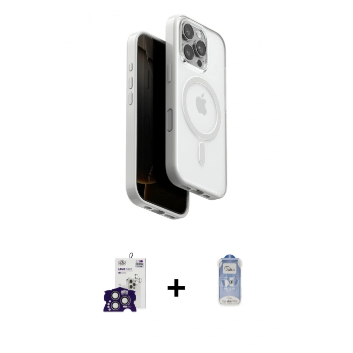 MARSİLYAN™- iPhone 16 Pro Max Kılıf Pusula Form Serisi - Siyah Joko Magic 5D Cam + Bilvis Titan Kamera Lens - TMGI