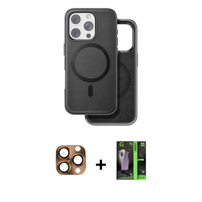 MARSİLYAN™- iPhone 16 Pro Max Kılıf Pusula Işık Koleksiyonu - Şeffaf 360 Full Body Arka Koruyucu + Çöl Titanyum Pers Alüminyum Kamera Lens