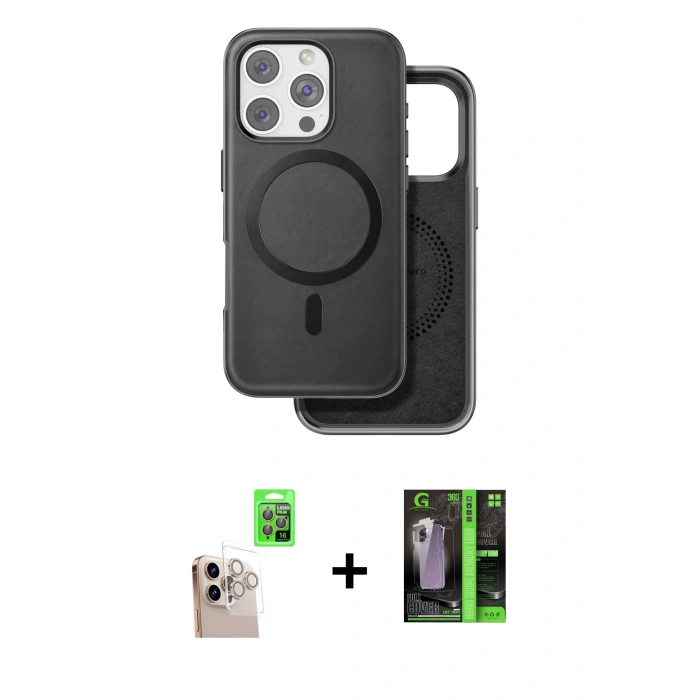 MARSİLYAN™- iPhone 16 Pro Max Kılıf Pusula Işık Koleksiyonu - Şeffaf 360 Full Body Arka Koruyucu + Raze Metal Kamera Lens - NLGY