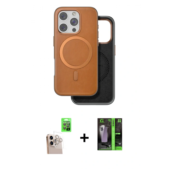 MARSİLYAN™- iPhone 16 Pro Max Kılıf Pusula Işık Koleksiyonu - Şeffaf 360 Full Body Arka Koruyucu + Raze Metal Kamera Lens - NLGY