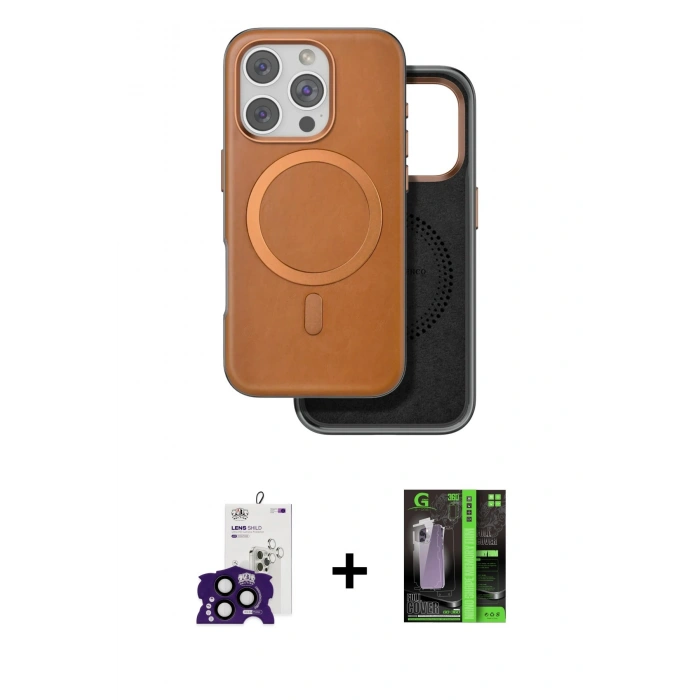 MARSİLYAN™- iPhone 16 Pro Max Kılıf Pusula Işık Koleksiyonu - Şeffaf 360 Full Body Arka Koruyucu + Bilvis Titan Kamera Lens - SH