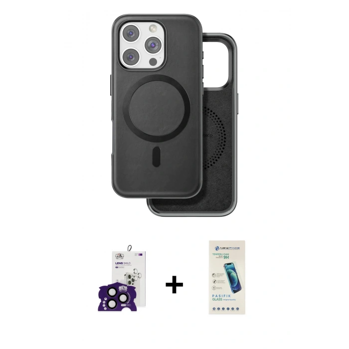 MARSİLYAN™- iPhone 16 Pro Max Kılıf Pusula Işık Koleksiyonu - Şeffaf Pasifik Cam Ekran Koruyucu + Bilvis Titan Kamera Lens - SH
