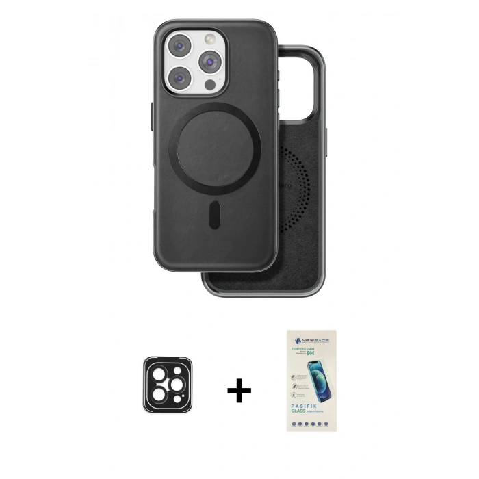 MARSİLYAN™- iPhone 16 Pro Max Kılıf Pusula Işık Koleksiyonu - Şeffaf Pasifik Cam Ekran Koruyucu + PVD Metal Kamera Lens - SH