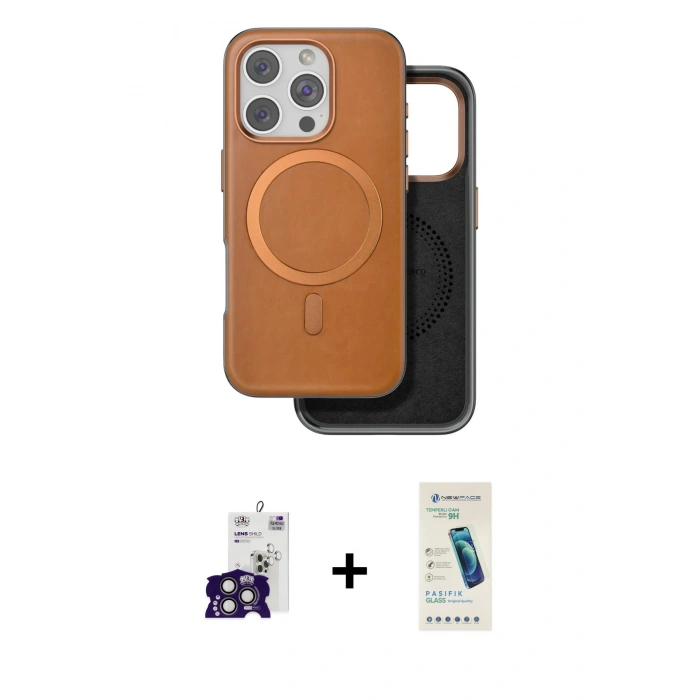 MARSİLYAN™- iPhone 16 Pro Max Kılıf Pusula Işık Koleksiyonu - Şeffaf Pasifik Cam Ekran Koruyucu + Bilvis Titan Kamera Lens - TMGI