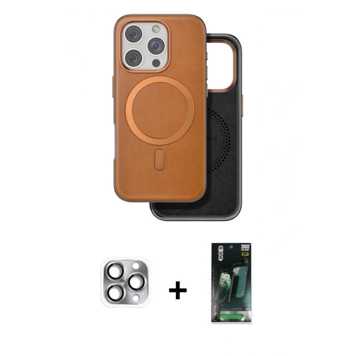 MARSİLYAN™- iPhone 16 Pro Max Kılıf Pusula Işık Koleksiyonu - Siyah 360 Mat Full Body Arka Koruyucu + Pers Alüminyum Kamera Lens - GI