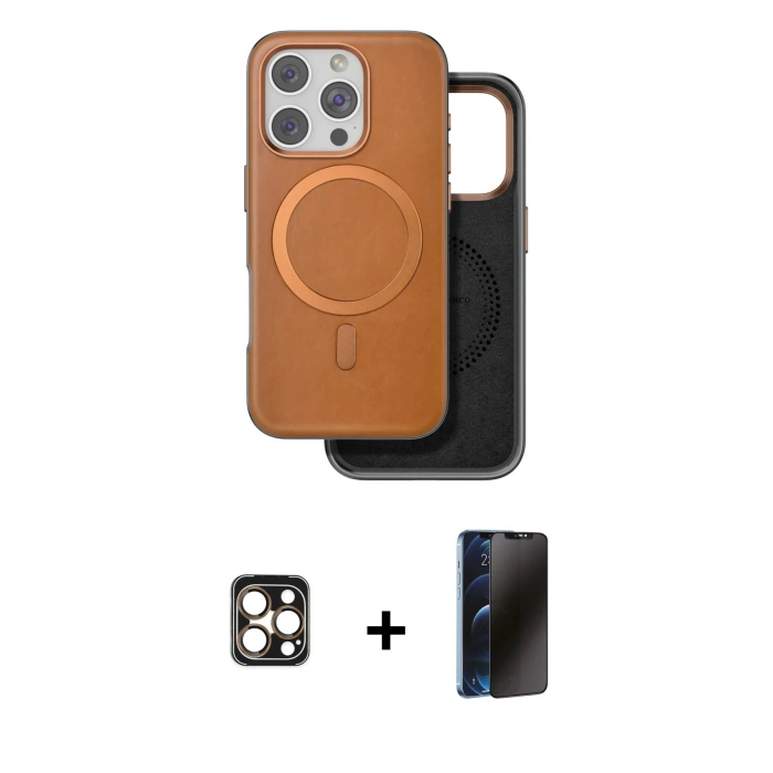 MARSİLYAN™- iPhone 16 Pro Max Kılıf Pusula Işık Koleksiyonu - Siyah 3D Antistatik Hayalet Cam Ekran Koruyucu + PVD Metal Kamera Lens - GD