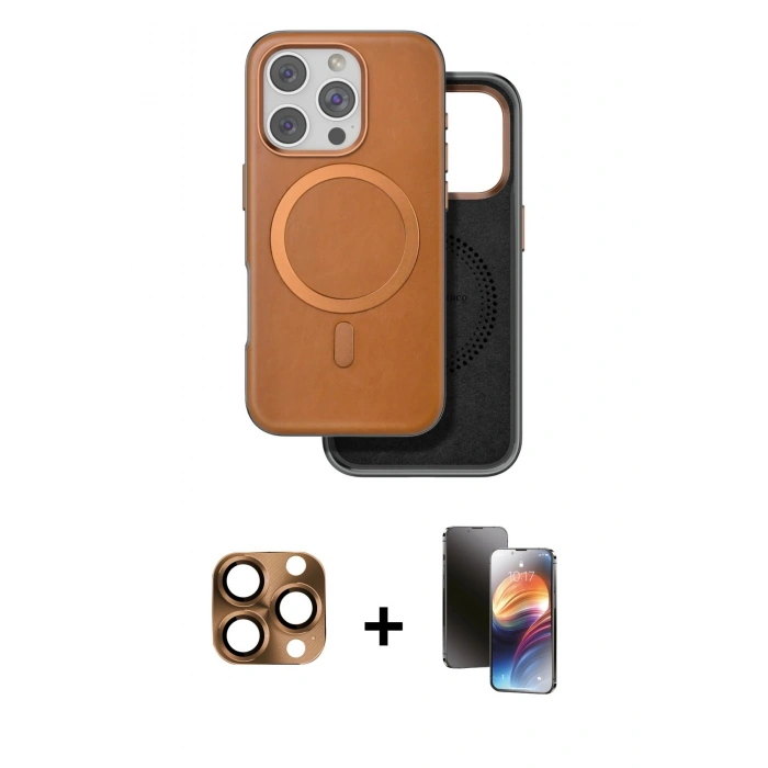 MARSİLYAN™- iPhone 16 Pro Max Kılıf Pusula Işık Koleksiyonu - Siyah 3D Antistatik Mat Seramik Nano Ekran Koruyucu + Pers Alüminyum Kamera Lens - CLTM