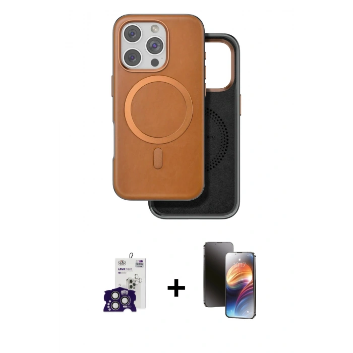 MARSİLYAN™- iPhone 16 Pro Max Kılıf Pusula Işık Koleksiyonu - Siyah 3D Antistatik Mat Seramik Nano Ekran Koruyucu + Bilvis Titan Kamera Lens - TMGI