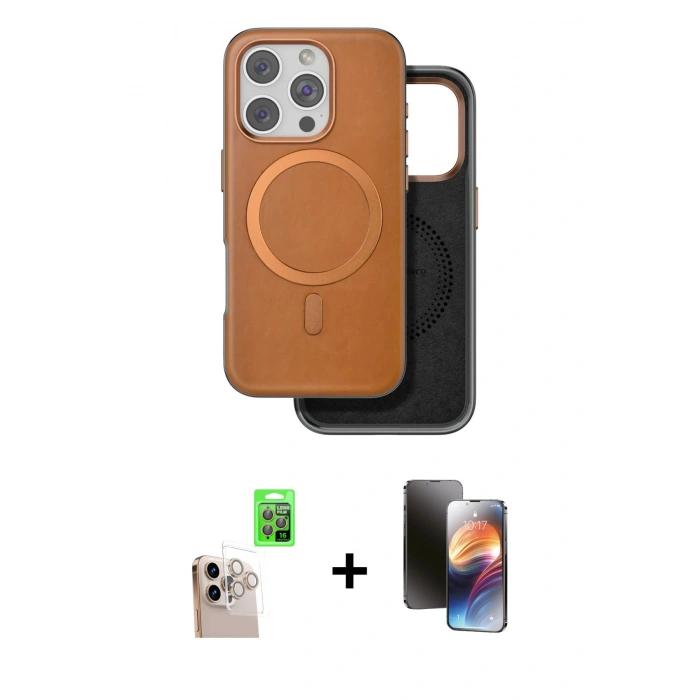 MARSİLYAN™- iPhone 16 Pro Max Kılıf Pusula Işık Koleksiyonu - Siyah 3D Antistatik Mat Seramik Nano Ekran Koruyucu + Raze Metal Kamera Lens - NLGY