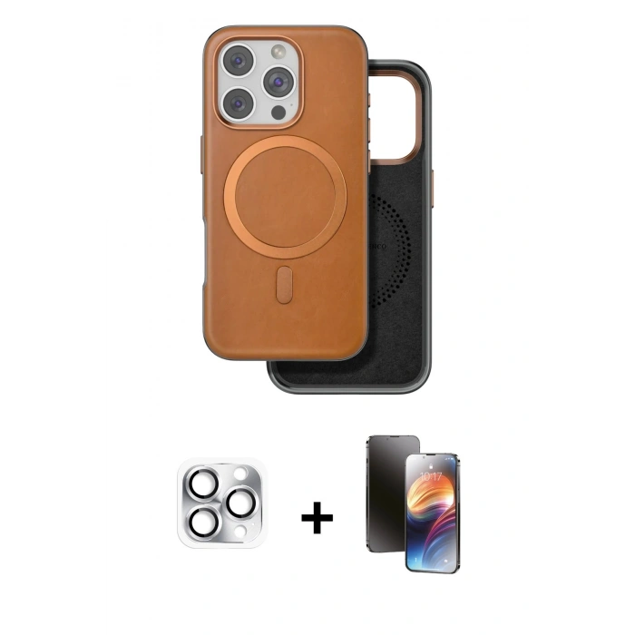 MARSİLYAN™- iPhone 16 Pro Max Kılıf Pusula Işık Koleksiyonu - Siyah 3D Antistatik Mat Seramik Nano Ekran Koruyucu + Pers Alüminyum Kamera Lens - GS