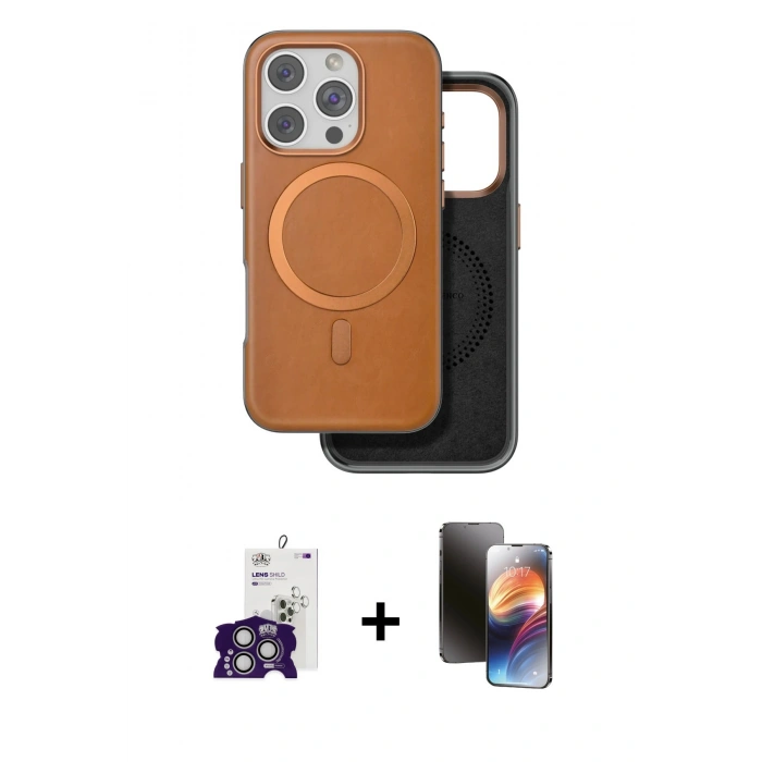 MARSİLYAN™- iPhone 16 Pro Max Kılıf Pusula Işık Koleksiyonu - Siyah 3D Antistatik Mat Seramik Nano Ekran Koruyucu + Bilvis Titan Kamera Lens - GS