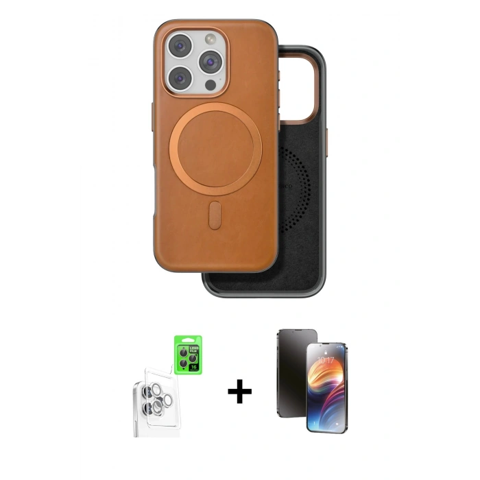 MARSİLYAN™- iPhone 16 Pro Max Kılıf Pusula Işık Koleksiyonu - Siyah 3D Antistatik Mat Seramik Nano Ekran Koruyucu + Beyaz Raze Metal Kamera Lens