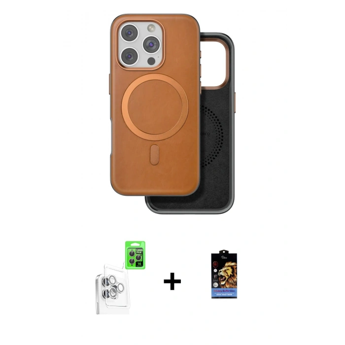 MARSİLYAN™- iPhone 16 Pro Max Kılıf Pusula Işık Koleksiyonu - Siyah Buffer Hayalet Cam Ekran Koruyucu + Raze Metal Kamera Lens - BZ