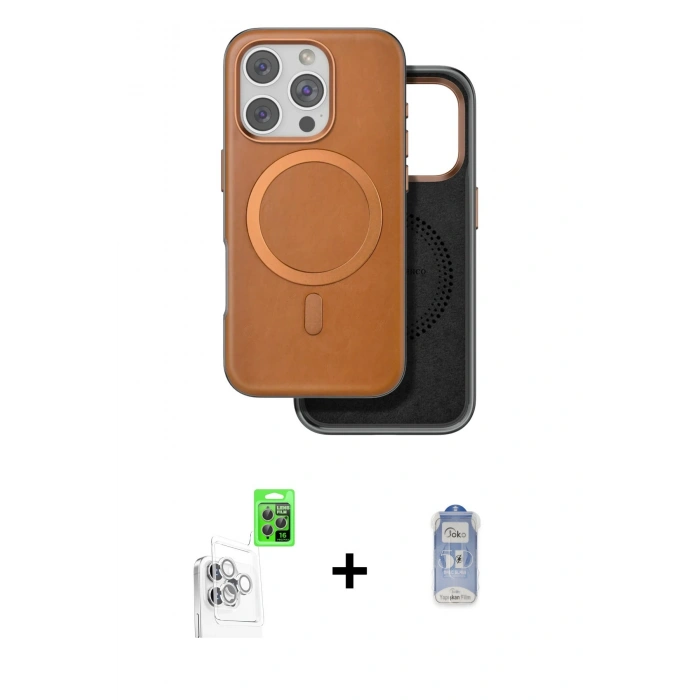 MARSİLYAN™- iPhone 16 Pro Max Kılıf Pusula Işık Koleksiyonu - Siyah Joko Magic 5D Cam + Raze Metal Kamera Lens - BZ