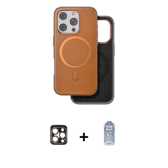 MARSİLYAN™- iPhone 16 Pro Max Kılıf Pusula Işık Koleksiyonu - Siyah Joko Magic 5D Cam + PVD Metal Kamera Lens - GD