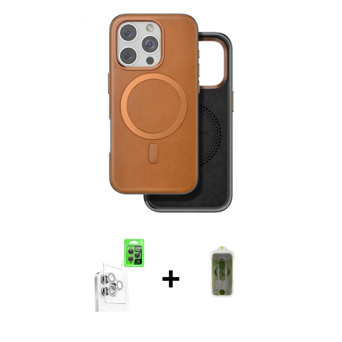 MARSİLYAN™- iPhone 16 Pro Max Kılıf Pusula Işık Koleksiyonu - Siyah Joko Magic 5D Hayalet Cam + Beyaz Raze Metal Kamera Lens